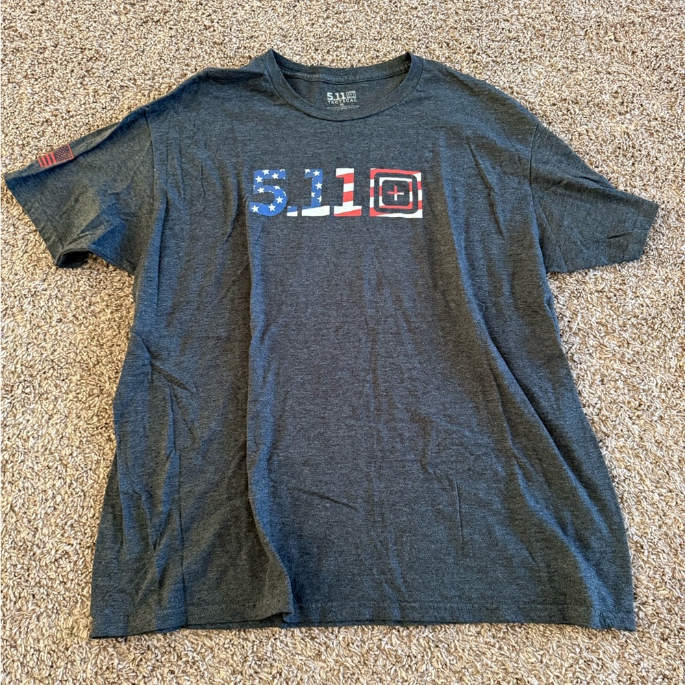 5.11 Tactical Dark Gray Men's T-Shirt with Flag Design